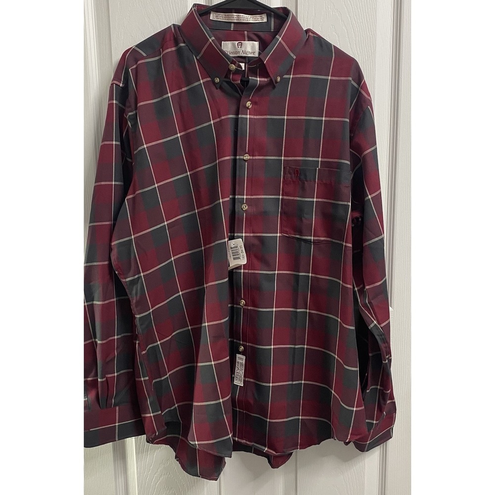 Etienne Aigner Mens Dress Shirt Red&Navy Sz. 16.5 34/35 NWT